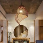 Plafonnier rotin bambou