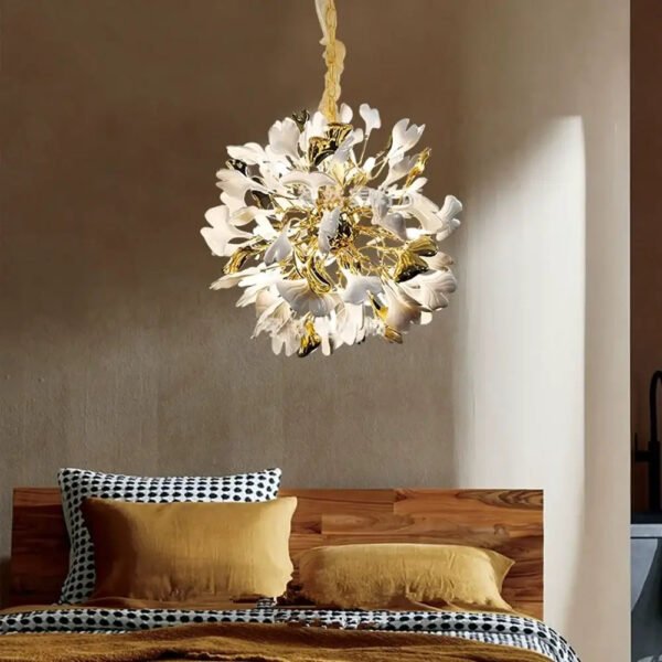 Plafonnier fleur arum verre blanc dépoli