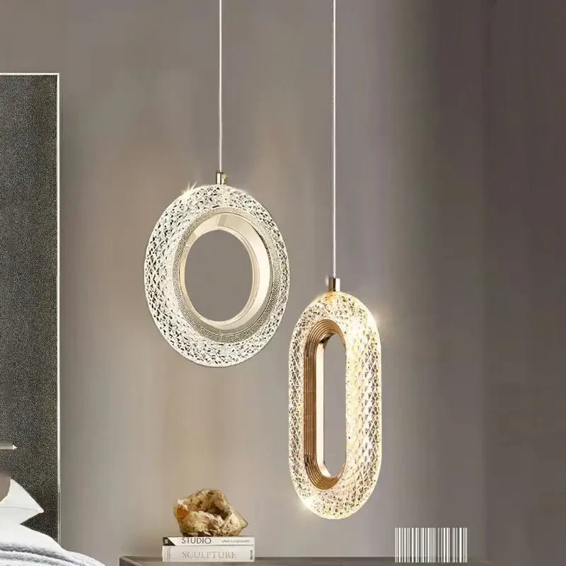 suspension-luminaire-led-dore-disponible-en-ovale-ou-rond-335 Plafonnier cristal design – Image 1