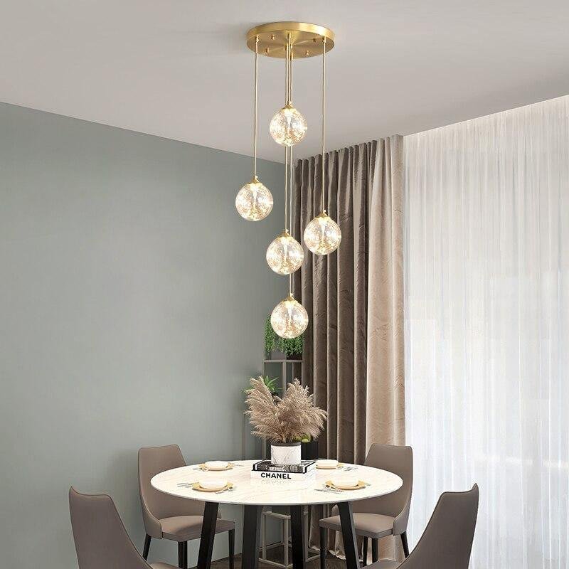 suspension-luminaire-moderne-design-original-salon-chambre-cuisine-couloir-dore-light-lustria Plafonnier salle à manger boule cristal – Image 1