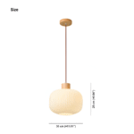 Suspension japonaise en verre blanc laiteux nervuré – Image 8