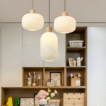 Suspension japonaise en verre blanc laiteux nervuré – Image 3