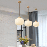 Suspension japonaise en verre blanc laiteux nervuré – Image 4