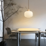 Suspension japonaise en verre blanc laiteux nervuré – Image 5