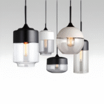 Luminaires suspendus en verre noir/blanc