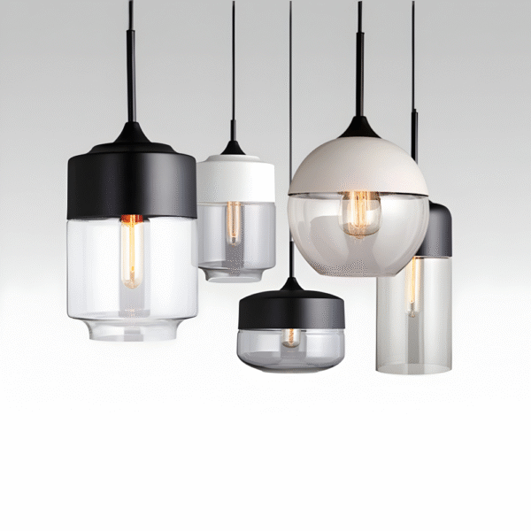 Luminaires suspendus en verre noir/blanc