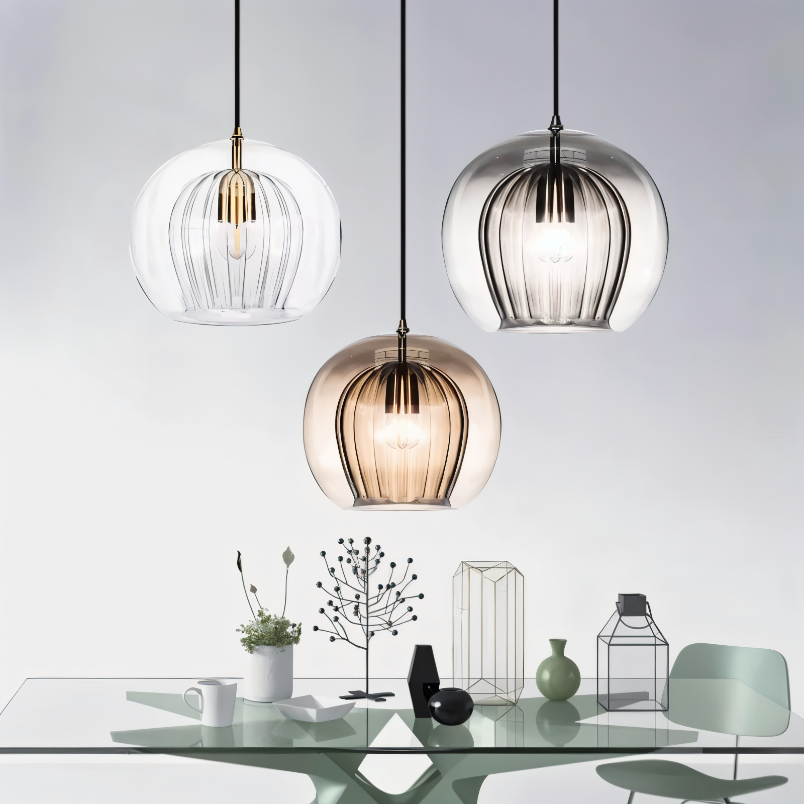 ClearLuxeGlasPendelleuchte15 Suspensions vintage en verre – Image 1