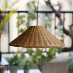 Suspension en rotin brun-beige – Image 3