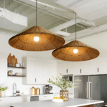 Suspension en rotin brun-beige – Image 2