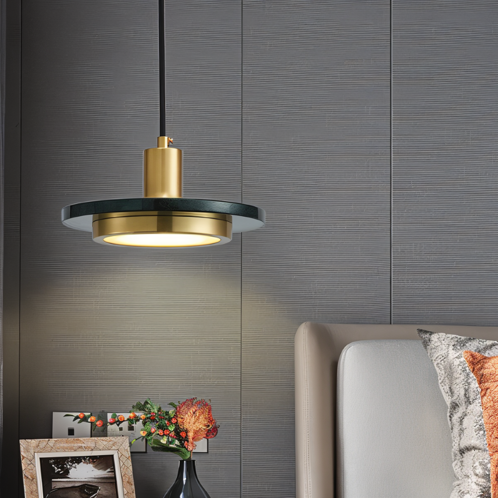 LuMetalPendantLight-1 Suspension LED ronde à tête simple – Image 1