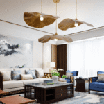 Suspension luxueuse avec feuilles de lotus dorées – Image 2