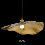 Suspension luxueuse avec feuilles de lotus dorées – Image 10