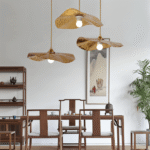 Suspension luxueuse avec feuilles de lotus dorées – Image 5