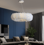 Suspension circulaire avec plumes blanches – Image 3