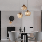 Suspension en verre rayé noir et brun vintage – Image 9