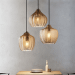 Suspension en verre rayé noir et brun vintage – Image 4