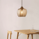 Suspension en verre rayé noir et brun vintage – Image 6