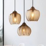 Suspension en verre rayé noir et brun vintage – Image 15