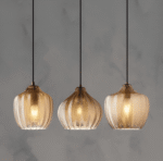 Suspension en verre rayé noir et brun vintage – Image 17