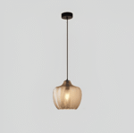 Suspension en verre rayé noir et brun vintage – Image 27