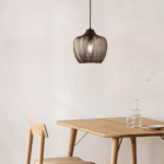 Suspension en verre rayé noir et brun vintage – Image 10