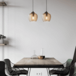 Suspension en verre rayé noir et brun vintage – Image 3