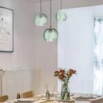 Plafonnier vert globe en verre sculpté – Image 3