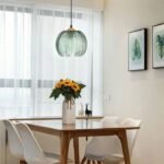 Plafonnier vert globe en verre sculpté – Image 5