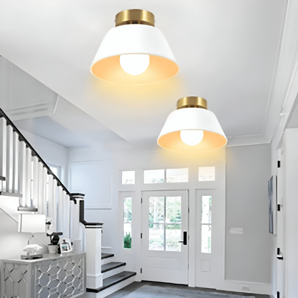 Plafonnier LED métallique rétro noir et blanc