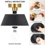 Plafonnier LED métallique rétro noir et blanc – Image 13