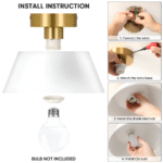 Plafonnier LED métallique rétro noir et blanc – Image 16