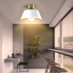 Plafonnier LED métallique rétro noir et blanc – Image 3