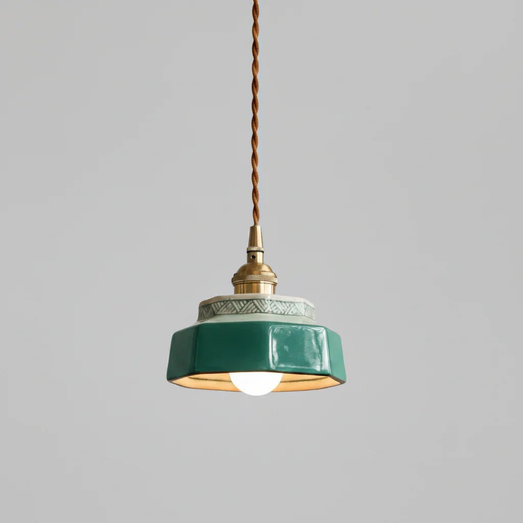 Suspension Vintage Céramique et Cuivre Coloré – Image 9