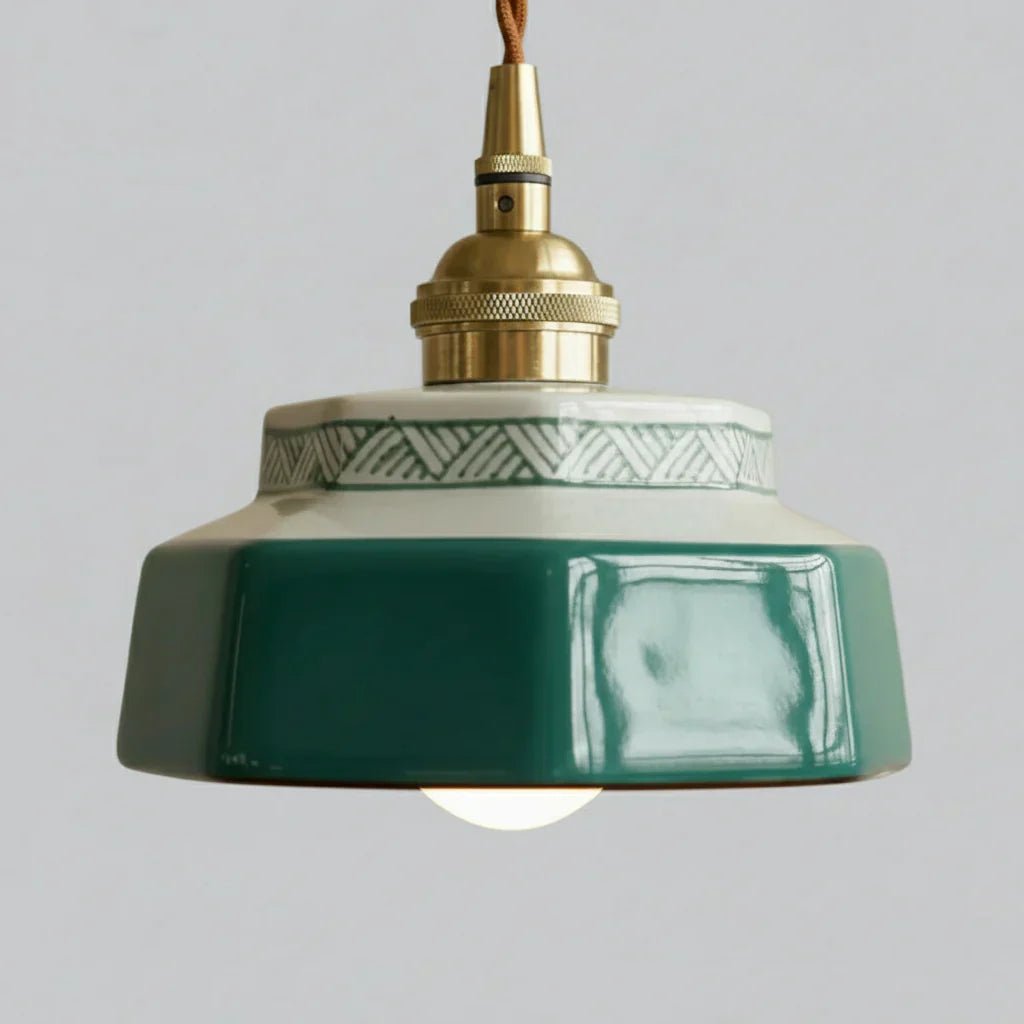 Suspension Vintage Céramique et Cuivre Coloré – Image 12